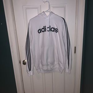 White Adidas Sweatshirt w/ black stripes
